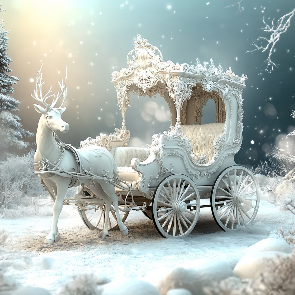 Christmas Backdrops Enchanted Winter Carriage Backdrop UK CSH6-285