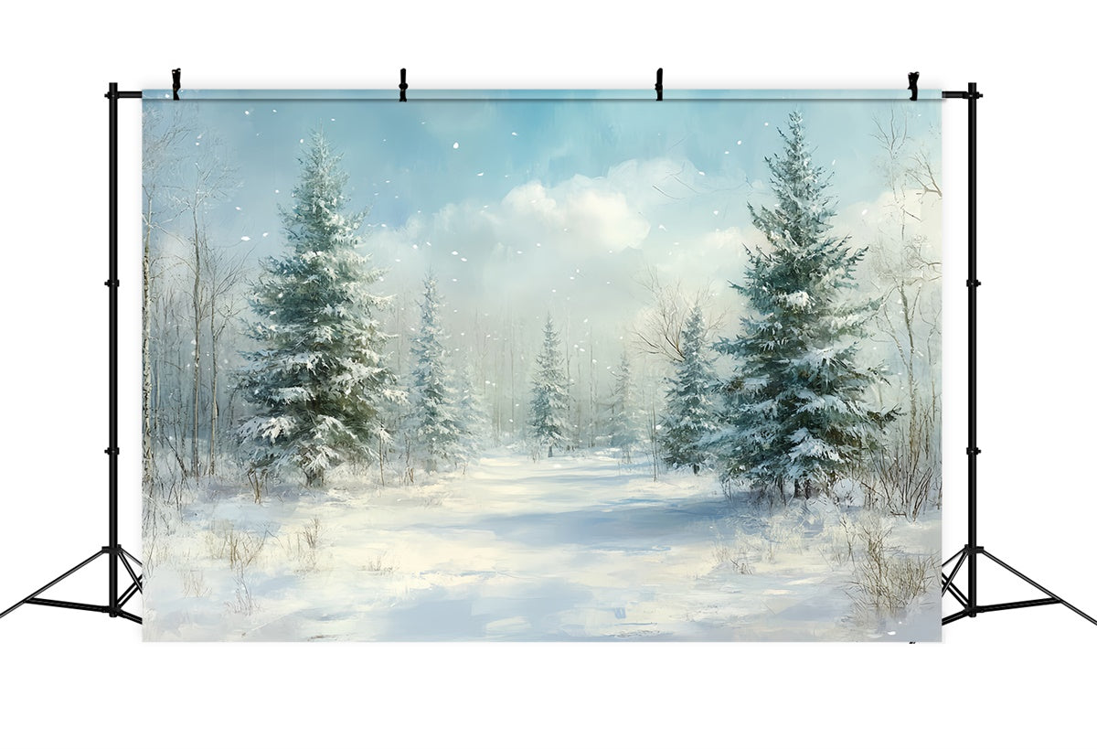 Christmas Backdrops Sale Tranquil Winter Forest Backdrop UK CSH6-286
