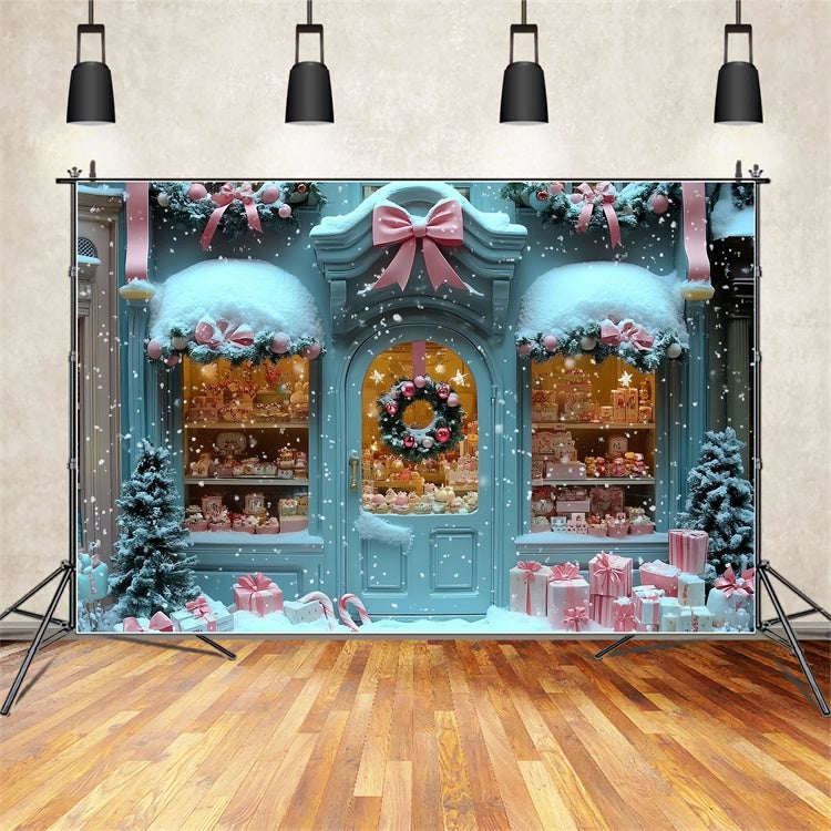 Christmas Backdrops For Photography Pastel Gift House Backdrop UK CSH6-290