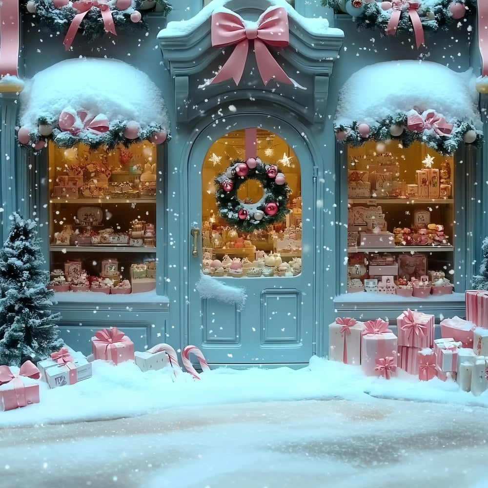 Christmas Backdrops For Photography Pastel Gift House Backdrop UK CSH6-290