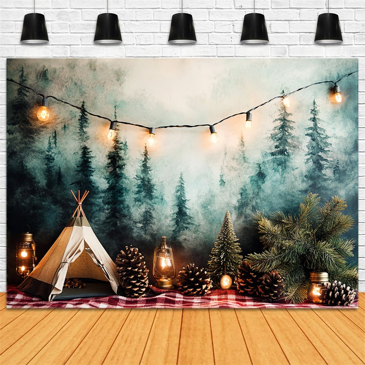 Smash Cake Backdrop Woodland Tent Fairy Lights Backdrop UK CSH6-291