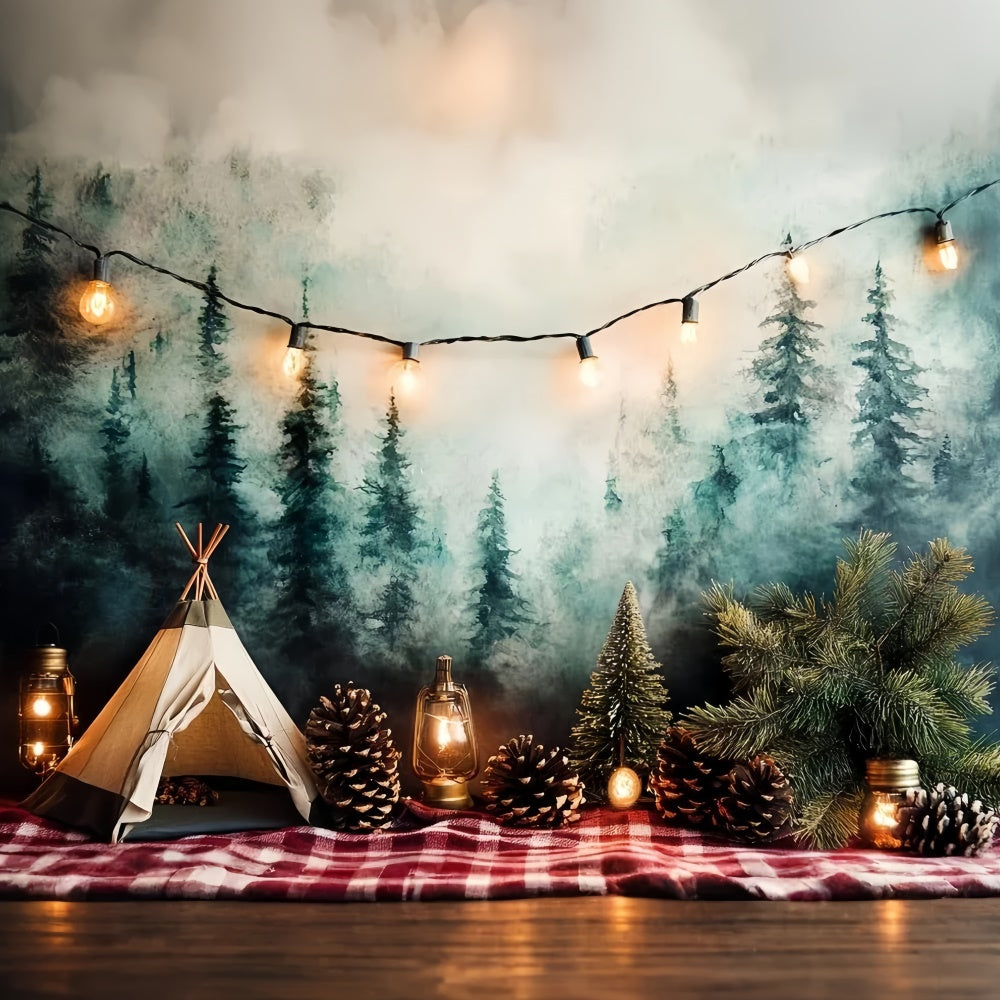 Smash Cake Backdrop Woodland Tent Fairy Lights Backdrop UK CSH6-291