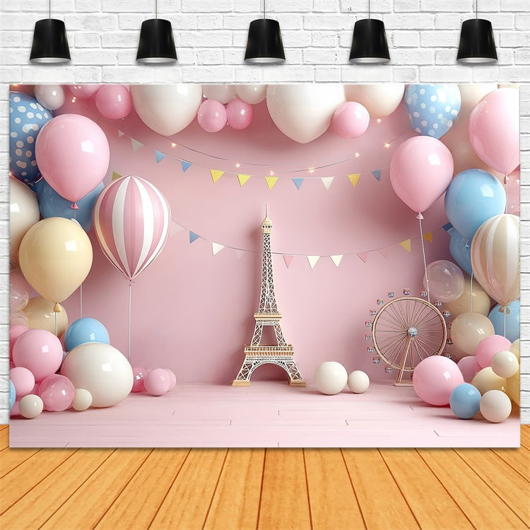Cake Smash Backdrop Girl Sweet Paris Fantasy Backdrop UK CSH6-295