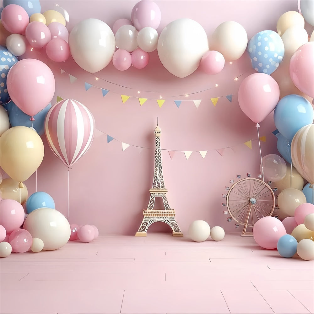 Cake Smash Backdrop Girl Sweet Paris Fantasy Backdrop UK CSH6-295