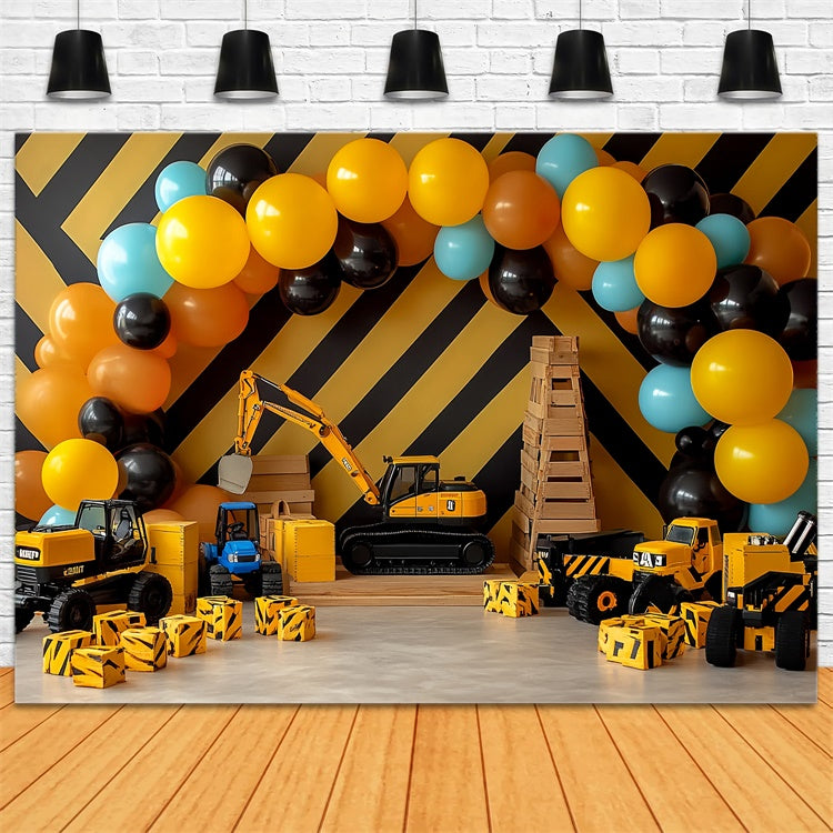 Cake Smash Backdrop Boy Construction Fun Party Backdrop UK CSH6-299