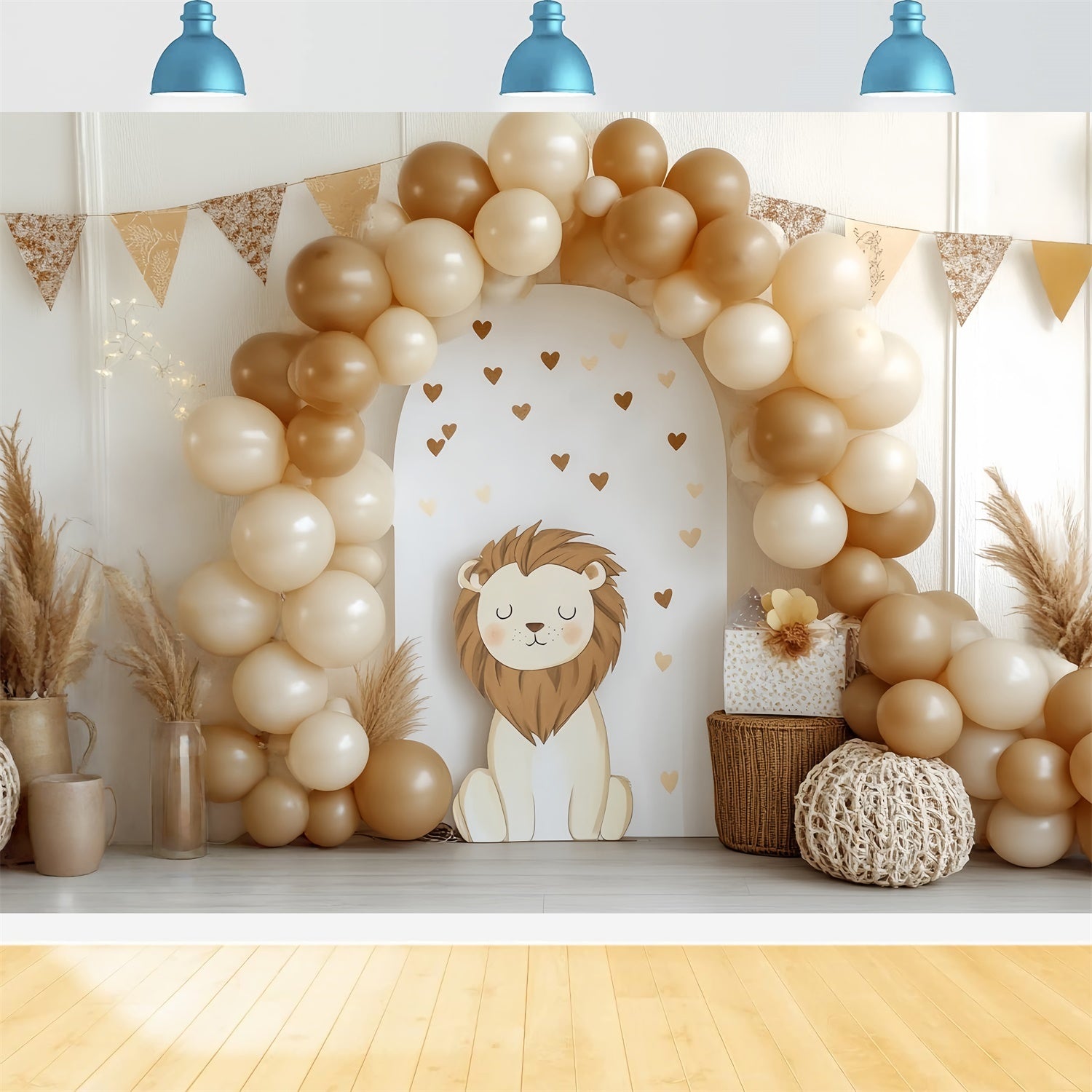 Smash Cake Backdrop Little Lion Balloon Arch Backdrop UK CSH6-302