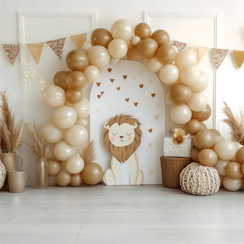 Smash Cake Backdrop Little Lion Balloon Arch Backdrop UK CSH6-302