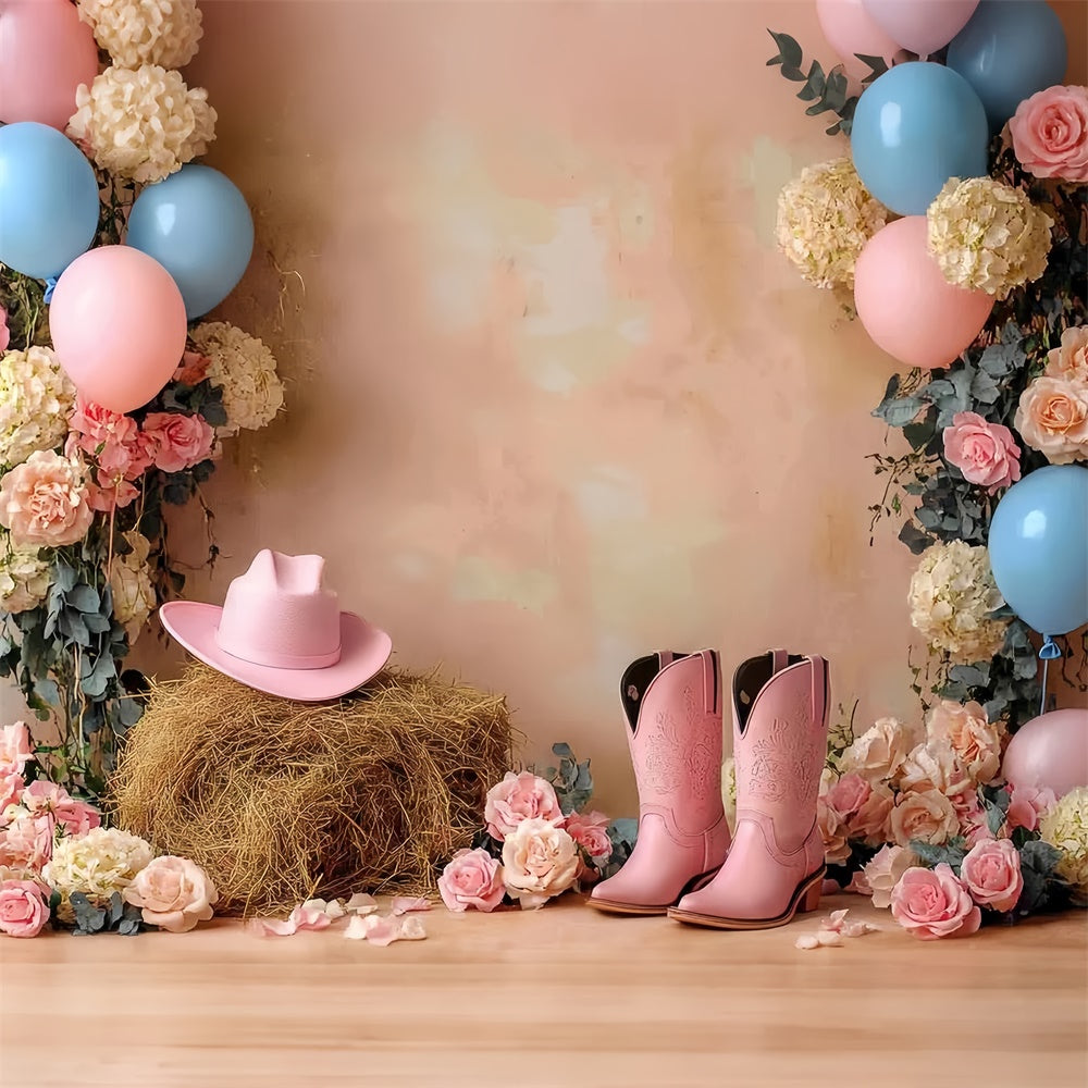 Cake Smash Backdrop Girl Pink Cowgirl Rodeo Backdrop UK CSH6-303