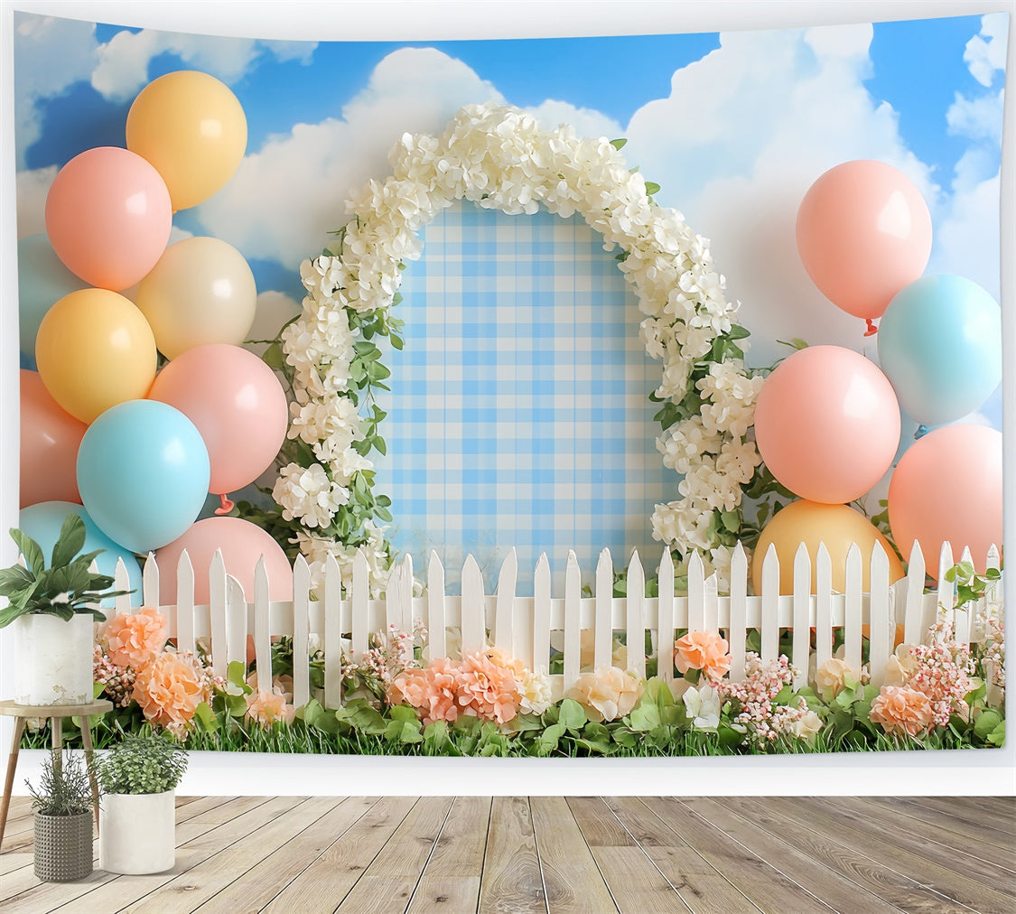 Cake Photography Backdrops Pastel Balloon Meadow Backdrop UK CSH6-304