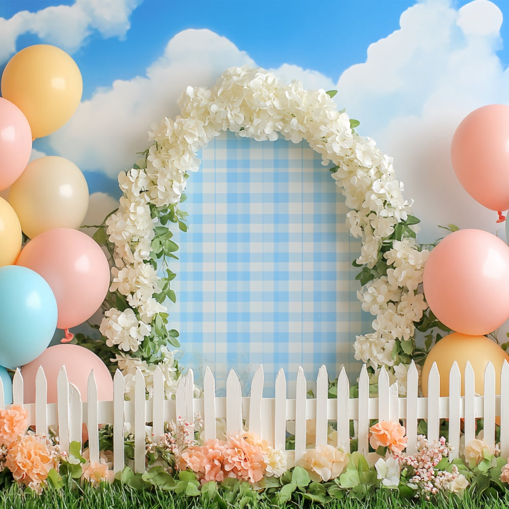 Cake Photography Backdrops Pastel Balloon Meadow Backdrop UK CSH6-304