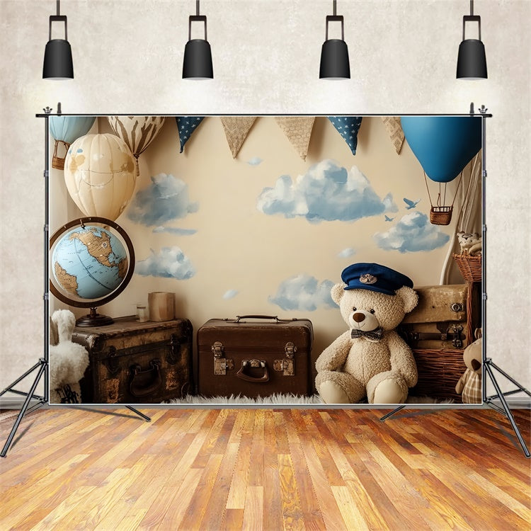 Cake Smash Backdrops Hot Air Adventure Bear Backdrop UK CSH6-305