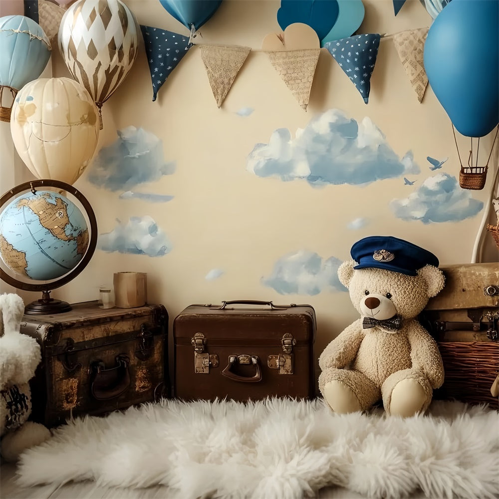 Cake Smash Backdrops Hot Air Adventure Bear Backdrop UK CSH6-305