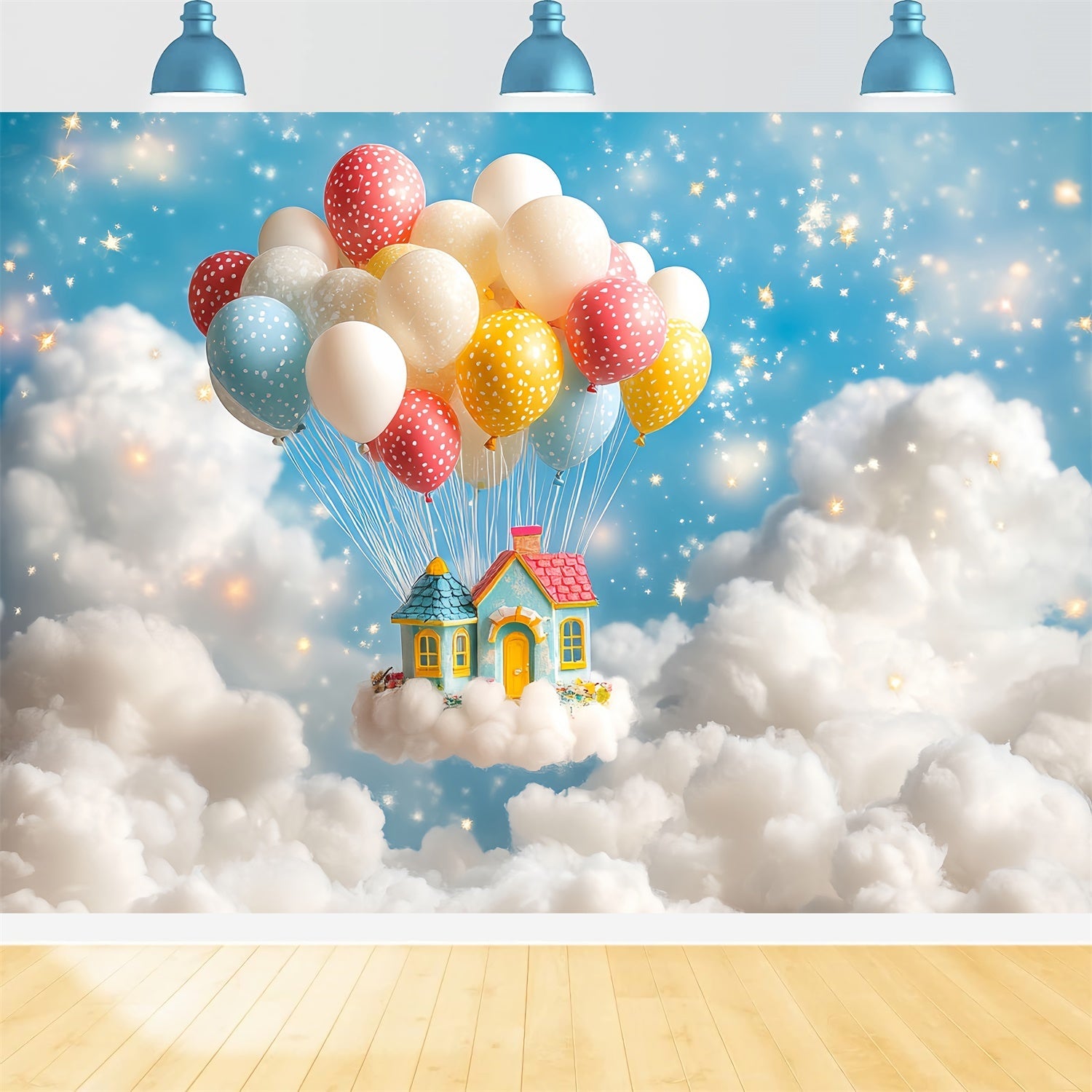 Backdrop For Birthday Balloon Cloud Fantasy Backdrop UK CSH6-306