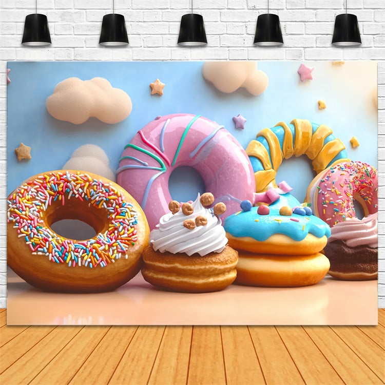 Cake Smash Photography Backdrop Sweet Donut Cloud Backdrop UK CSH6-307