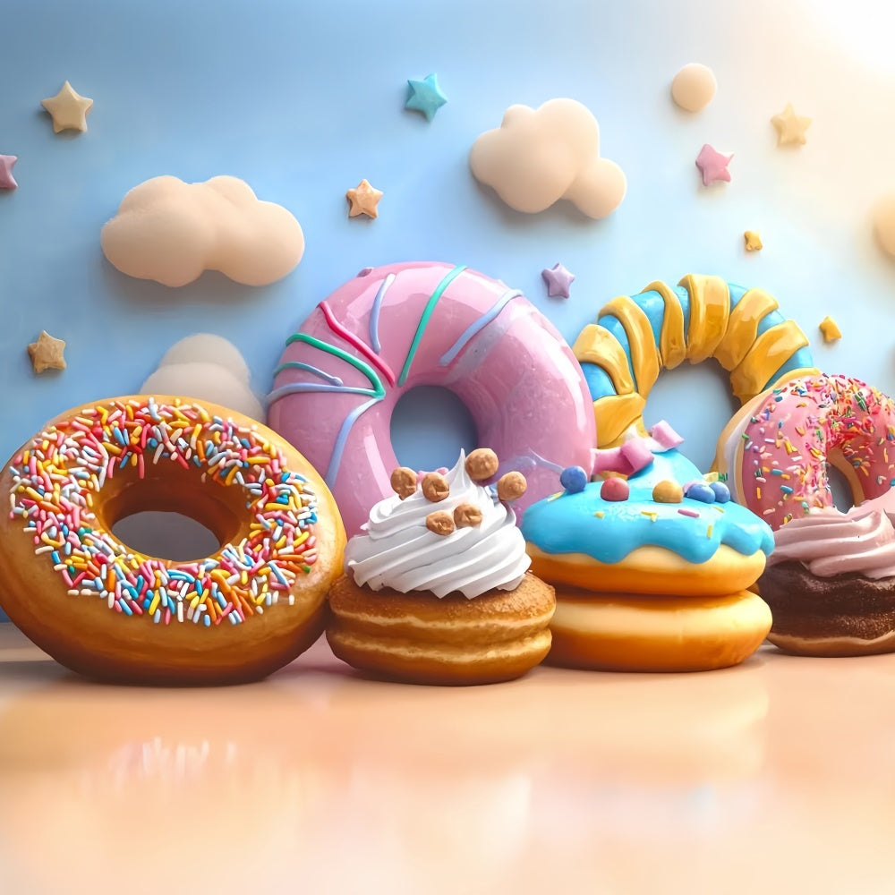 Cake Smash Photography Backdrop Sweet Donut Cloud Backdrop UK CSH6-307