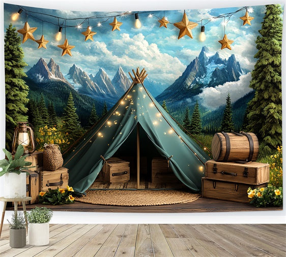 Cake Smash Backdrop Starry Mountain Camp Backdrop UK CSH6-308