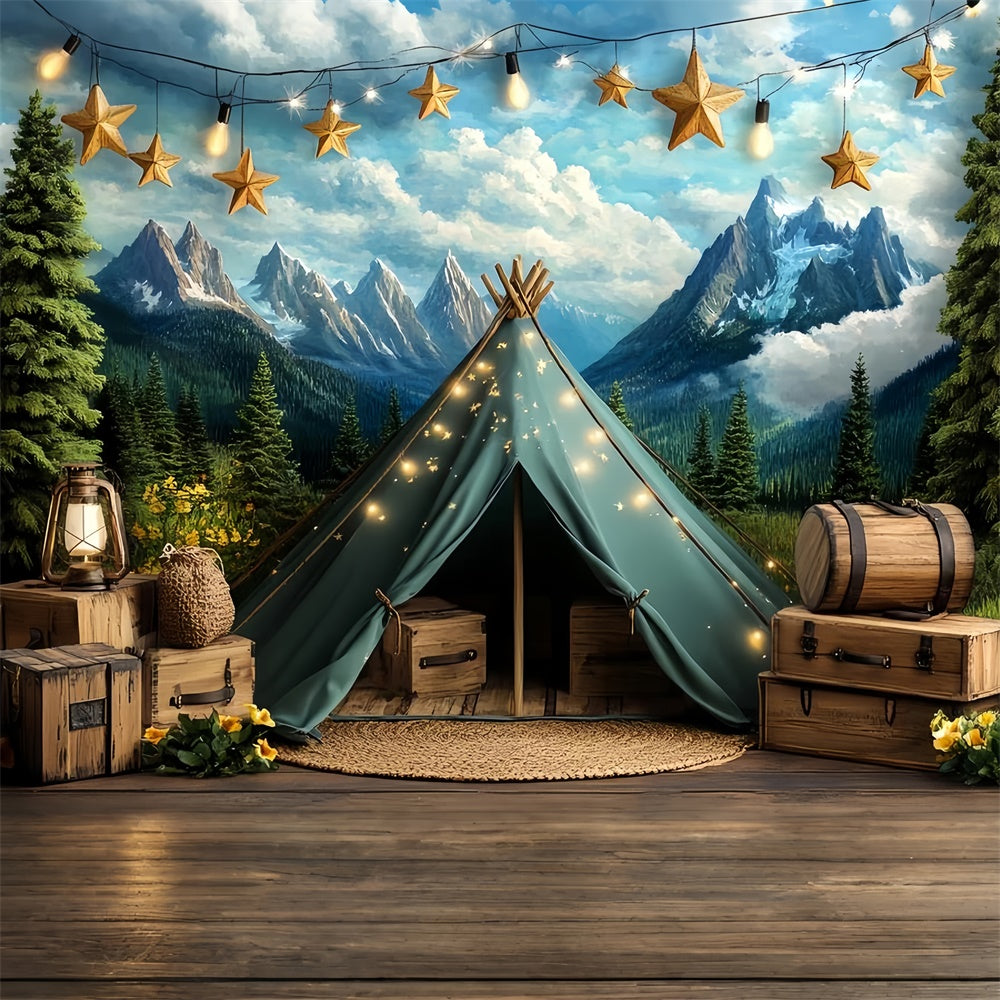 Cake Smash Backdrop Starry Mountain Camp Backdrop UK CSH6-308