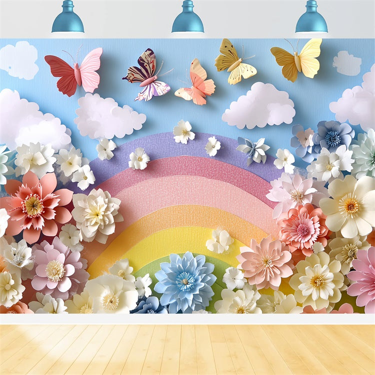 Smash Cake Backdrop Floral Fantasy Butterfly Backdrop UK CSH6-310