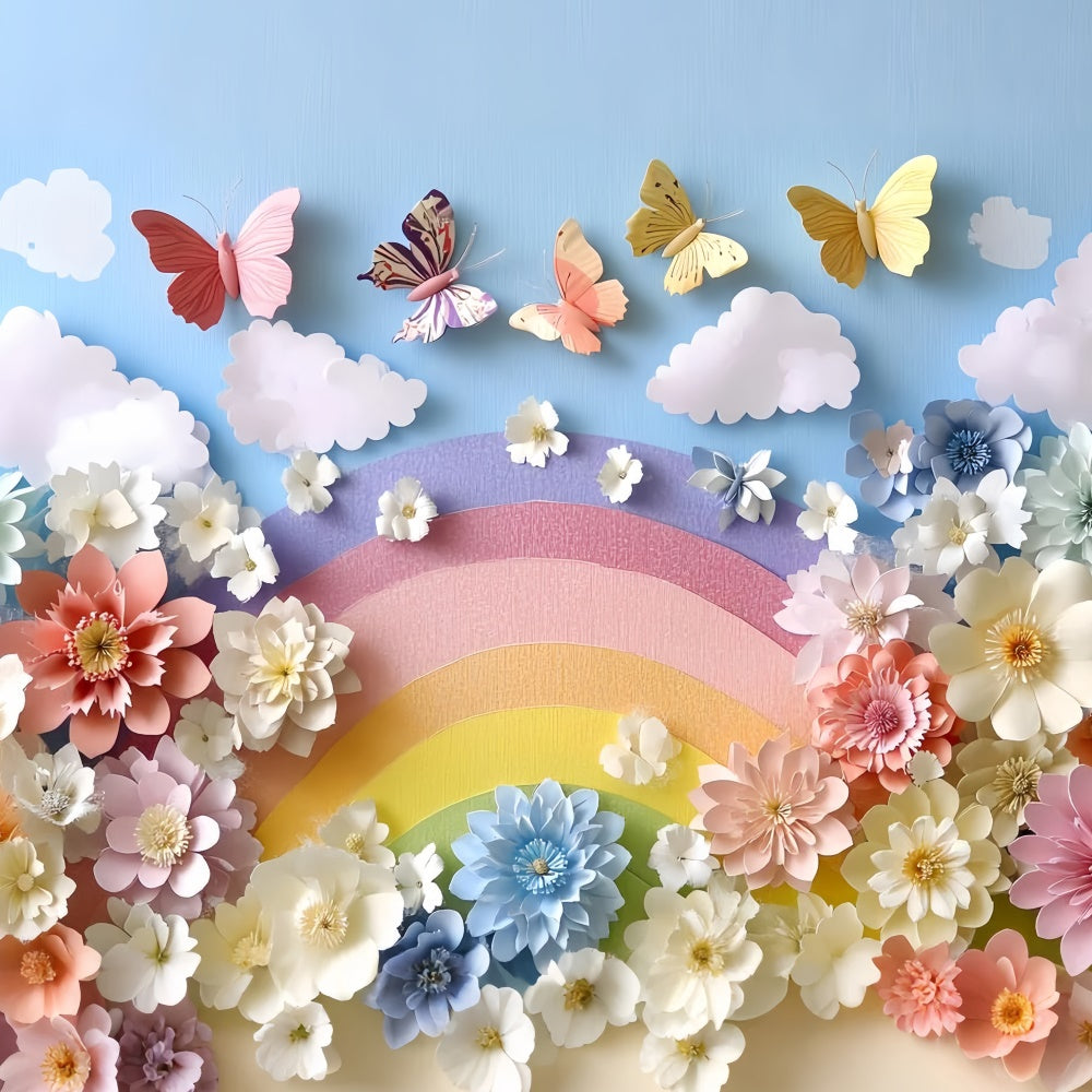 Smash Cake Backdrop Floral Fantasy Butterfly Backdrop UK CSH6-310