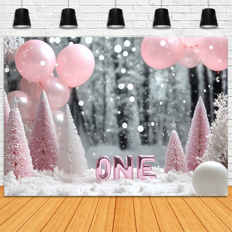 1st Birthday Backdrop Icy Wonderland Dream Backdrop UK CSH6-311