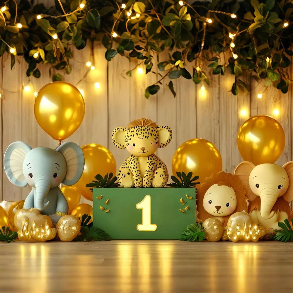1st Birthday Backdrop Golden Jungle Friends Backdrop UK CSH6-318