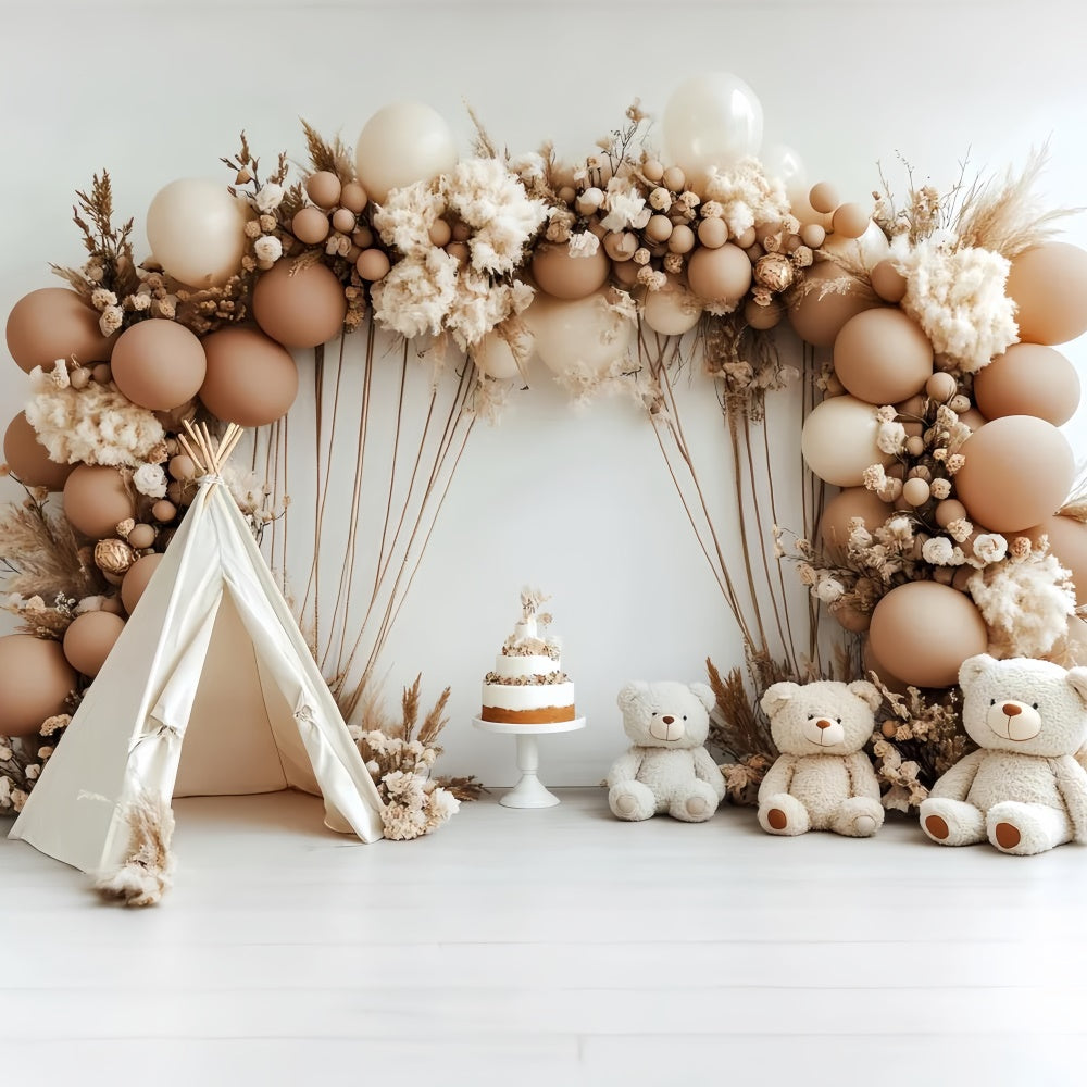 Backdrop For Birthday Rustic Teddy Tent Boho Backdrop UK CSH6-321