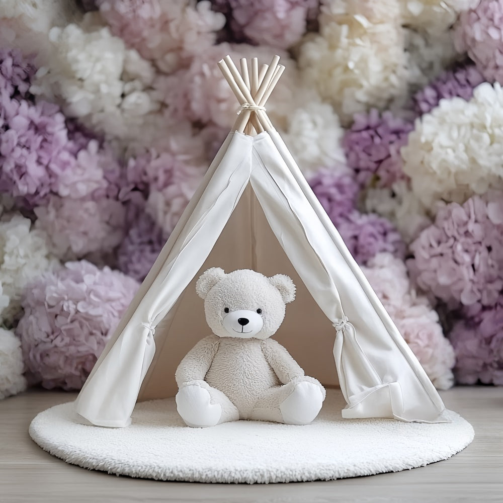 Smash Cake Backdrop Fluffy Bear Flower Tent Backdrop UK CSH6-325