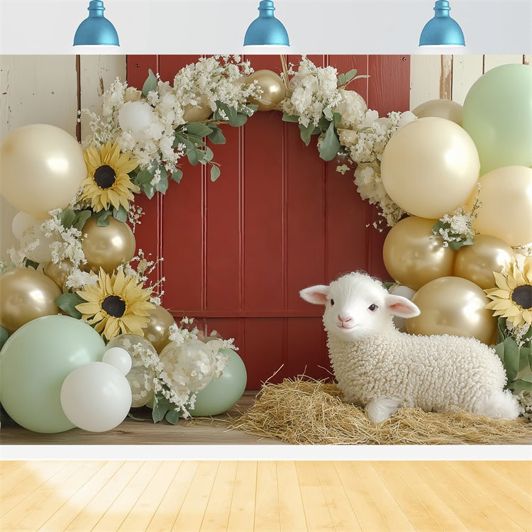 Cake Smash Backdrop Little Lamb Bloom Bash Backdrop UK CSH6-330