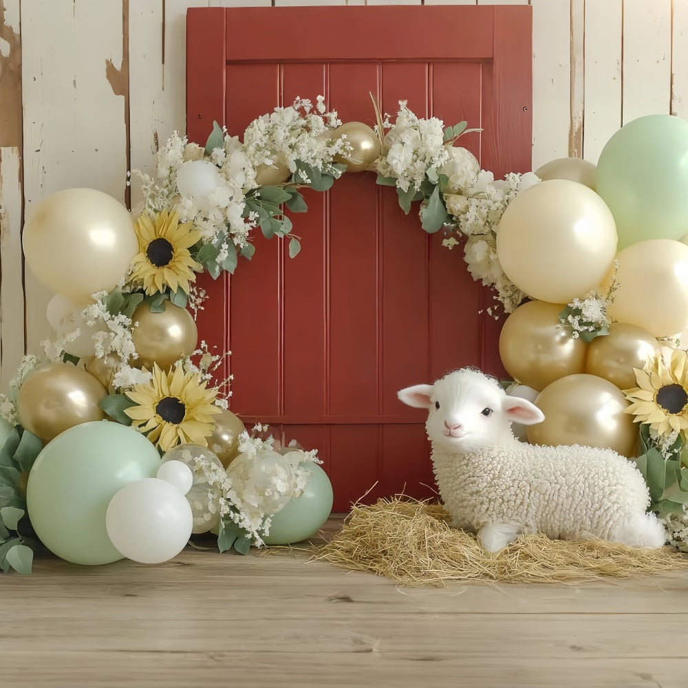 Cake Smash Backdrop Little Lamb Bloom Bash Backdrop UK CSH6-330