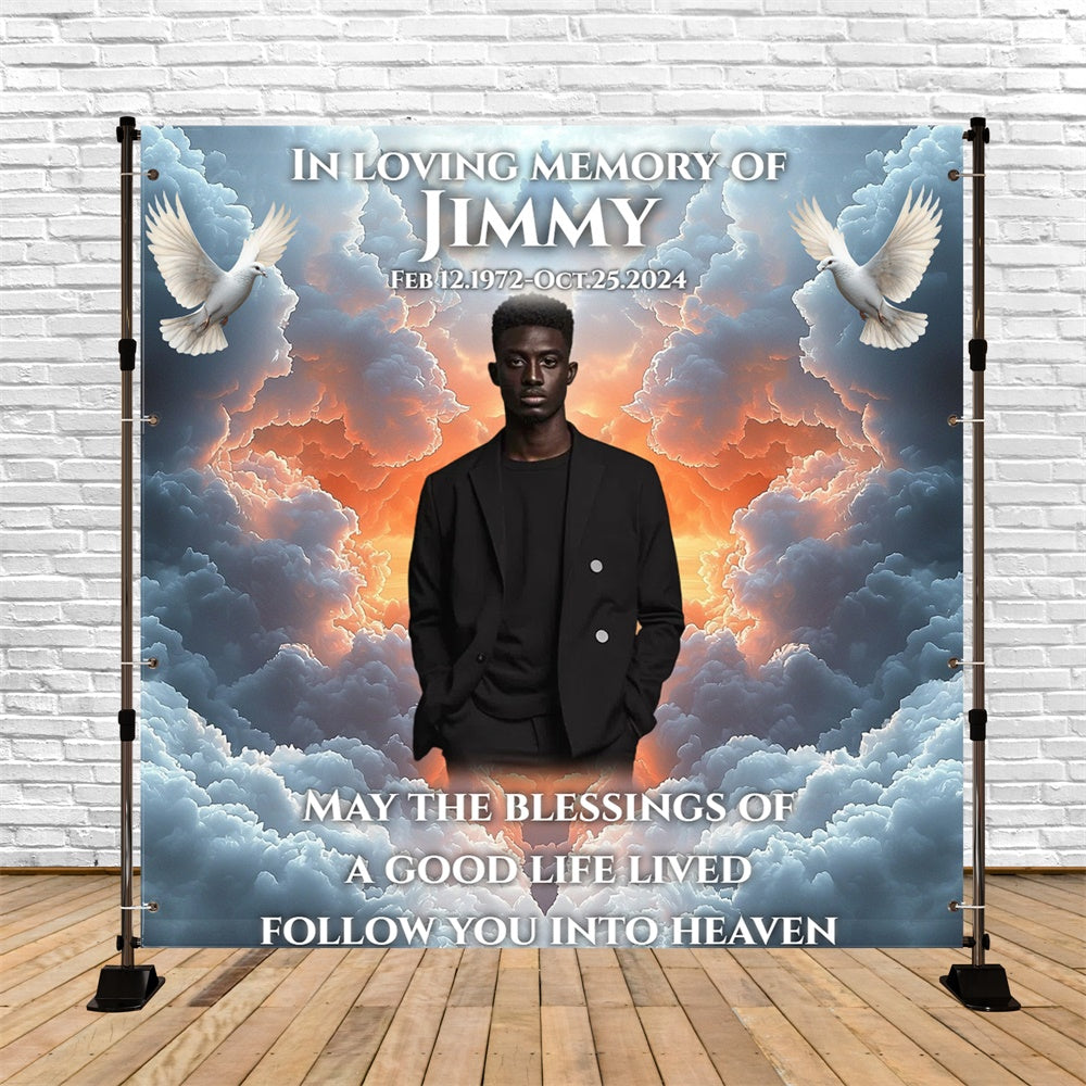 Memorial Backdrop Sunset Heaven Blessing Personalized Backdrop UK CSH6-373