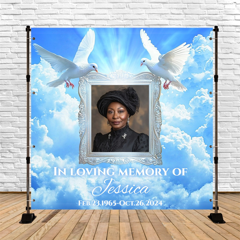 Memorial Backdrop Ideas Dove Sky Elegance Custom Backdrop UK CSH6-374