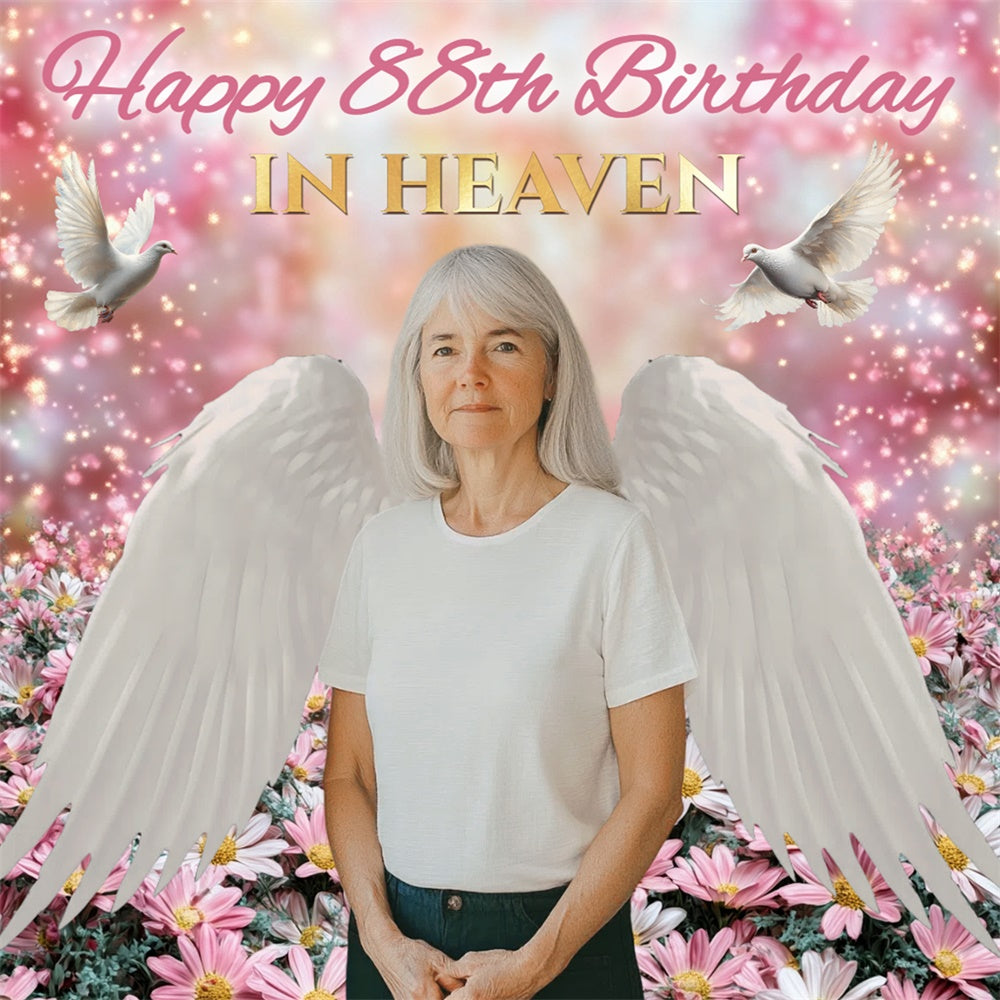Memorial Backdrops Heavenly Birthday Glow Customized Backdrop UK CSH6-378
