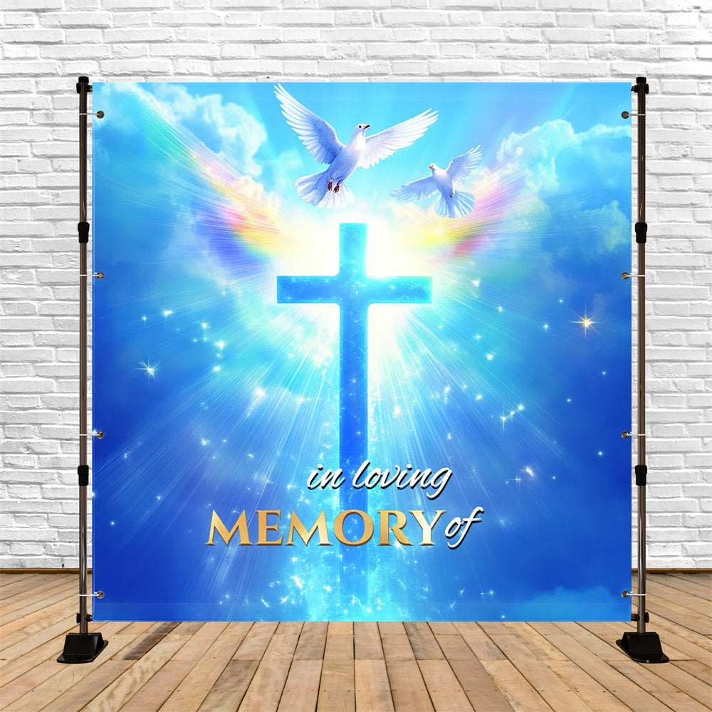 Memorial Backdrops Celestial Glory Cross Personalized Backdrop UK CSH6-383