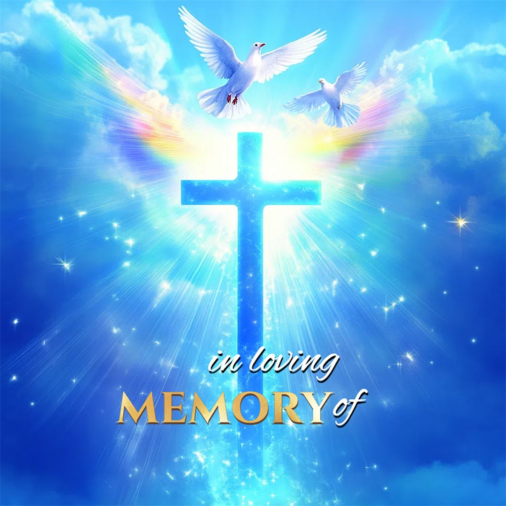 Memorial Backdrops Celestial Glory Cross Personalized Backdrop UK CSH6-383