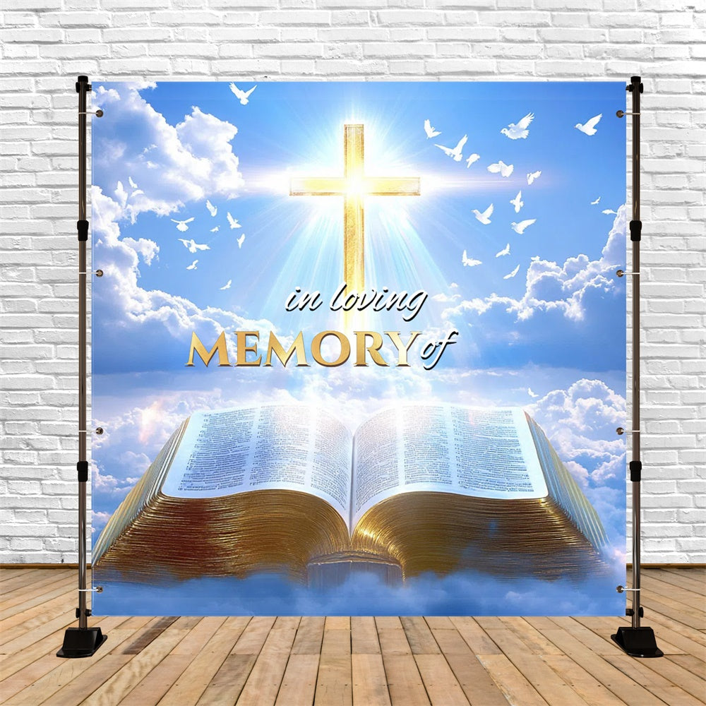 Memorial Backdrop Eternal Grace Cross Personalized Backdrop UK CSH6-385