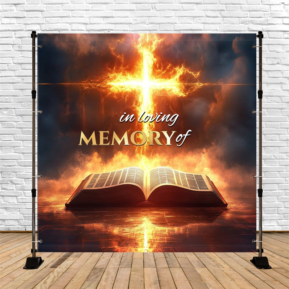 Memorial Backdrop Scripture Flame Horizon Personalized Backdrop UK CSH6-389