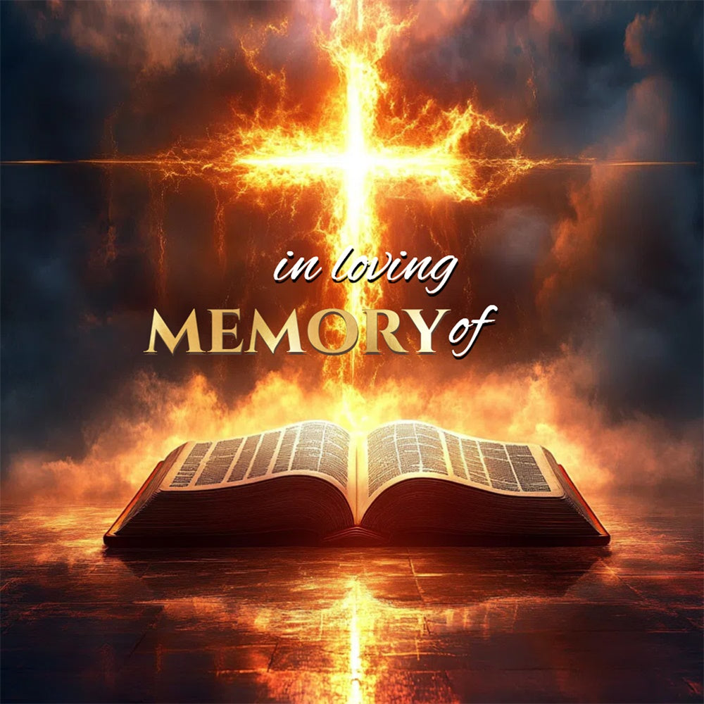 Memorial Backdrop Scripture Flame Horizon Personalized Backdrop UK CSH6-389
