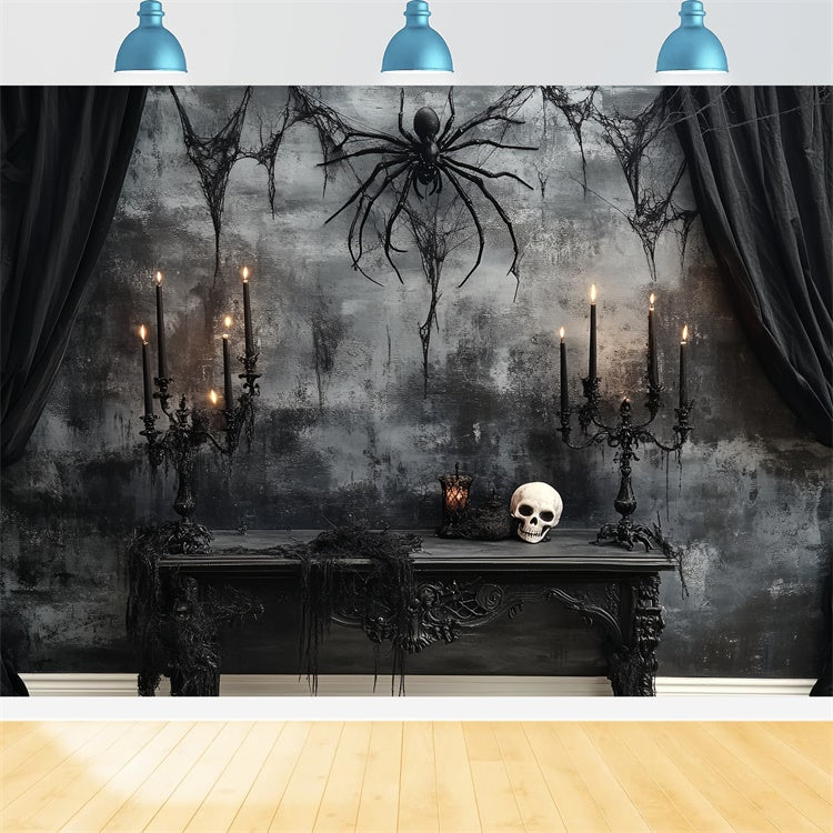 Scary Halloween Backdrop Skull Spider Midnight Altar Backdrop UK CSH6-77