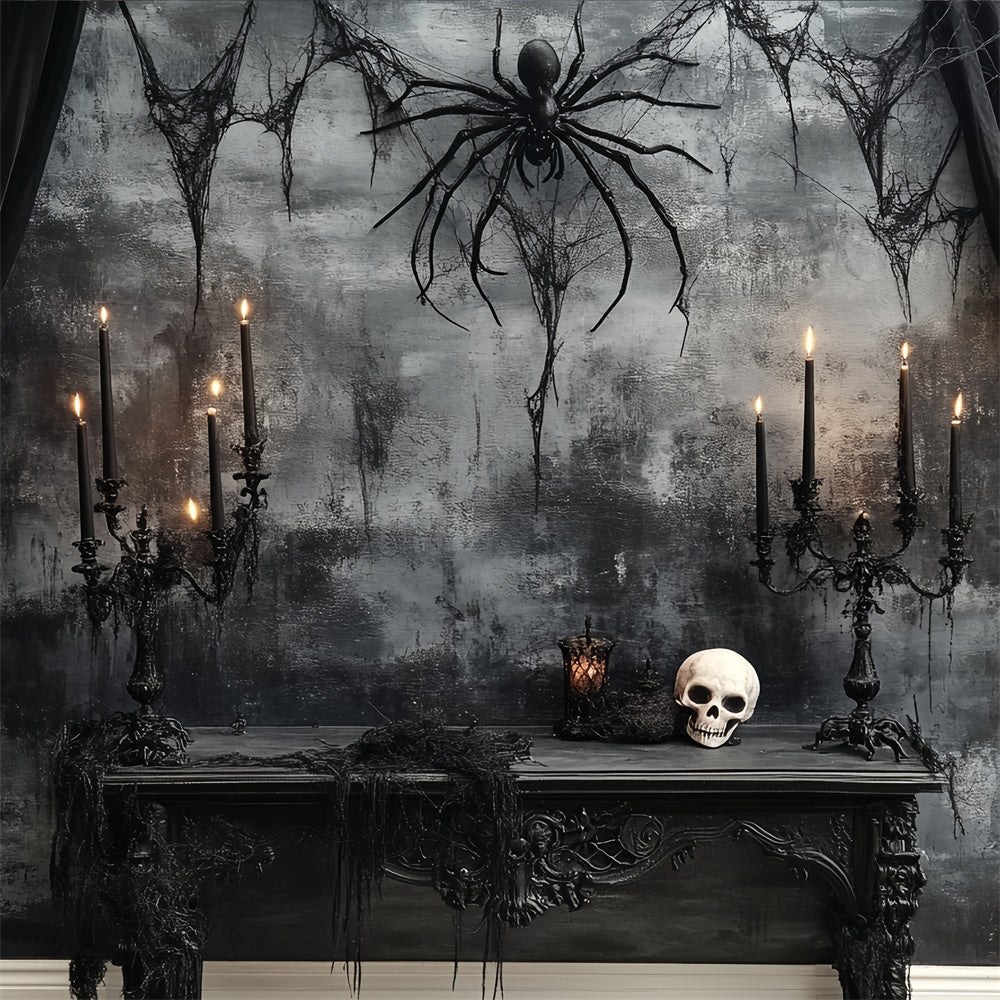Scary Halloween Backdrop Skull Spider Midnight Altar Backdrop UK CSH6-77