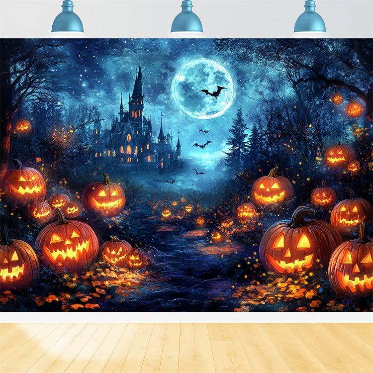 Spooky Forest Backdrop Magic Castle Pumpkin Halloween Backdrops UK CSH6-81