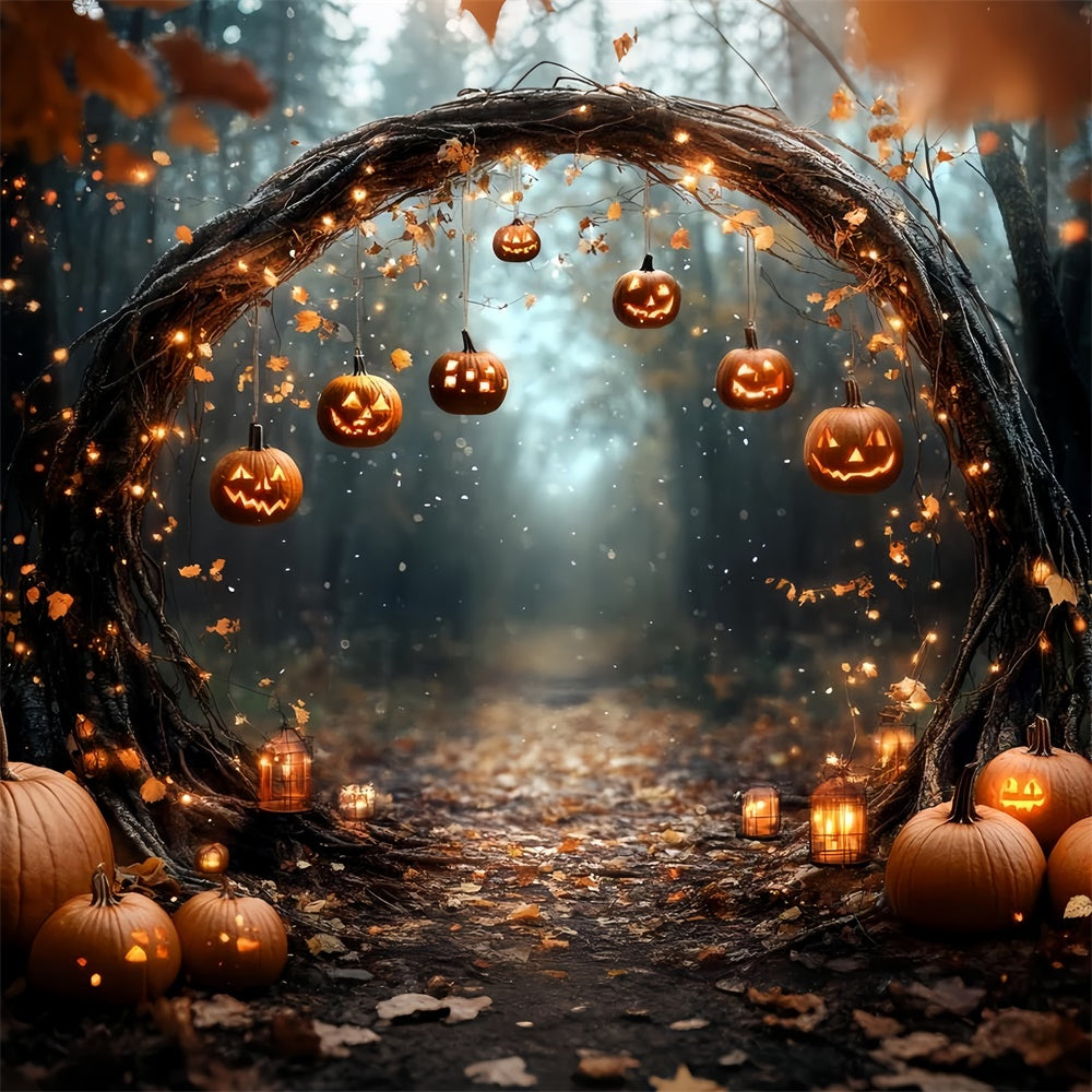 Magical Forest Backdrop Enchanted Pumpkin Arch Halooween Backdrop UK CSH6-82