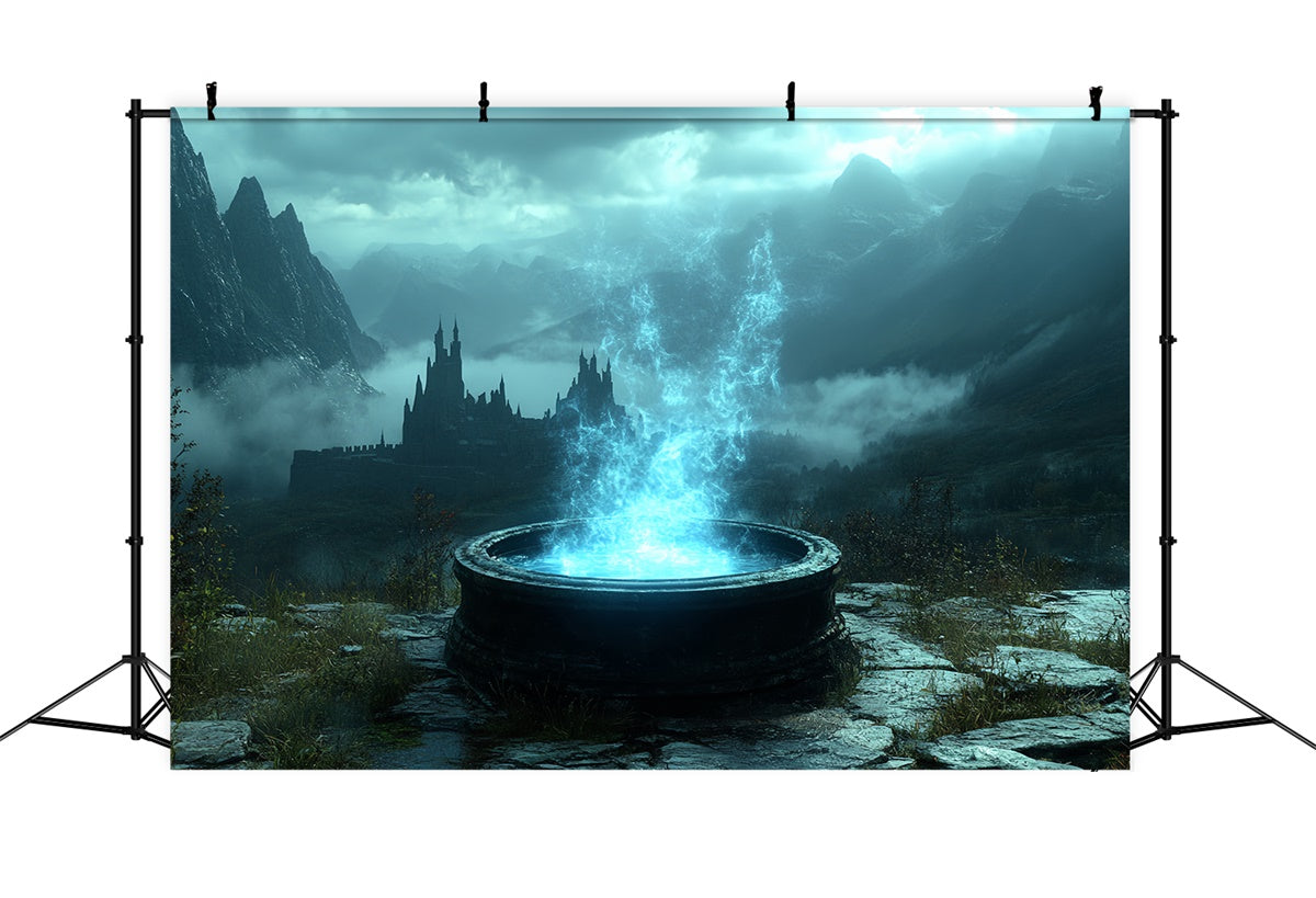 Halloween Photo Backdrop Haunted Mystic Fountain Backdrop UK CSH6-84