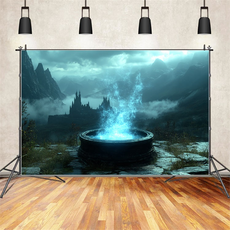 Halloween Photo Backdrop Haunted Mystic Fountain Backdrop UK CSH6-84