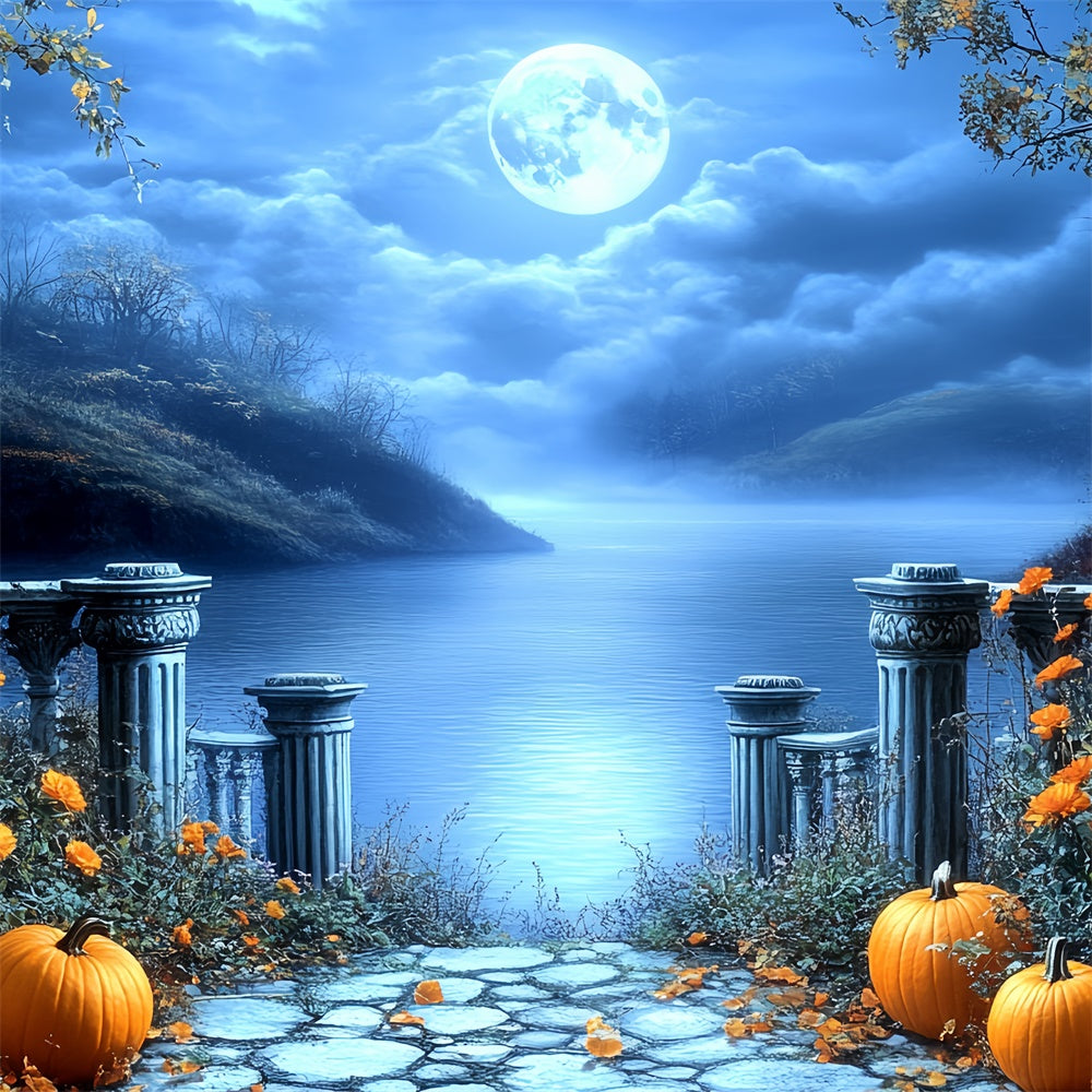 Photography Halloween Backdrop Gothic Lake Moonlight Backdrop UK CSH6-85