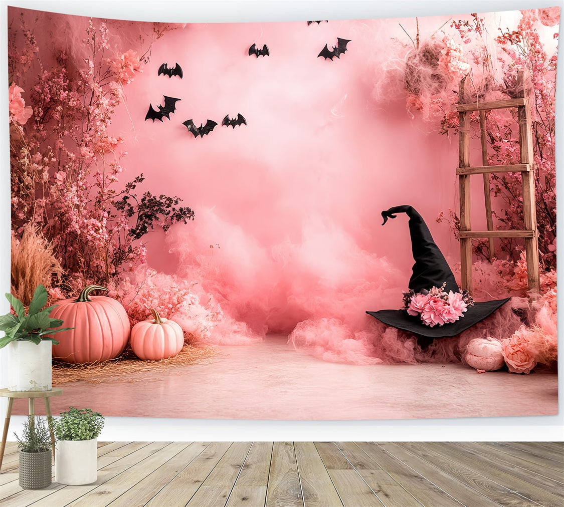 Halloween Wall Backdrop Pink Witch Garden Backdrop UK CSH6-87