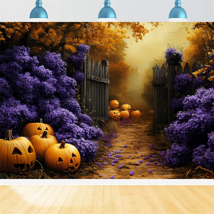 Halloween Photo Backdrops Haunted Floral Pumpkin Backdrop UK CSH6-89