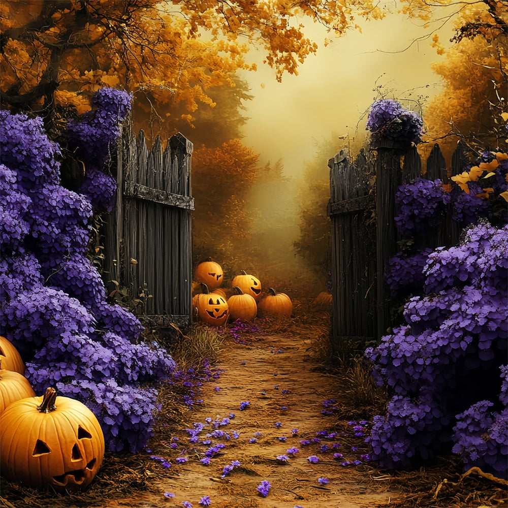 Halloween Photo Backdrops Haunted Floral Pumpkin Backdrop UK CSH6-89