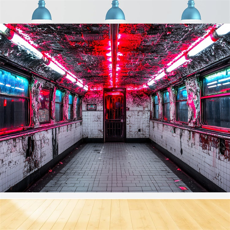 Halloween Photography Backdrops Horror Train Car Backdrop UK CSH6-93