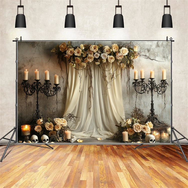Scary Halloween Backdrops Skull Altar Gothic Rose Backdrop UK CSH6-96