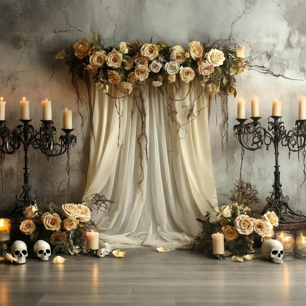 Scary Halloween Backdrops Skull Altar Gothic Rose Backdrop UK CSH6-96